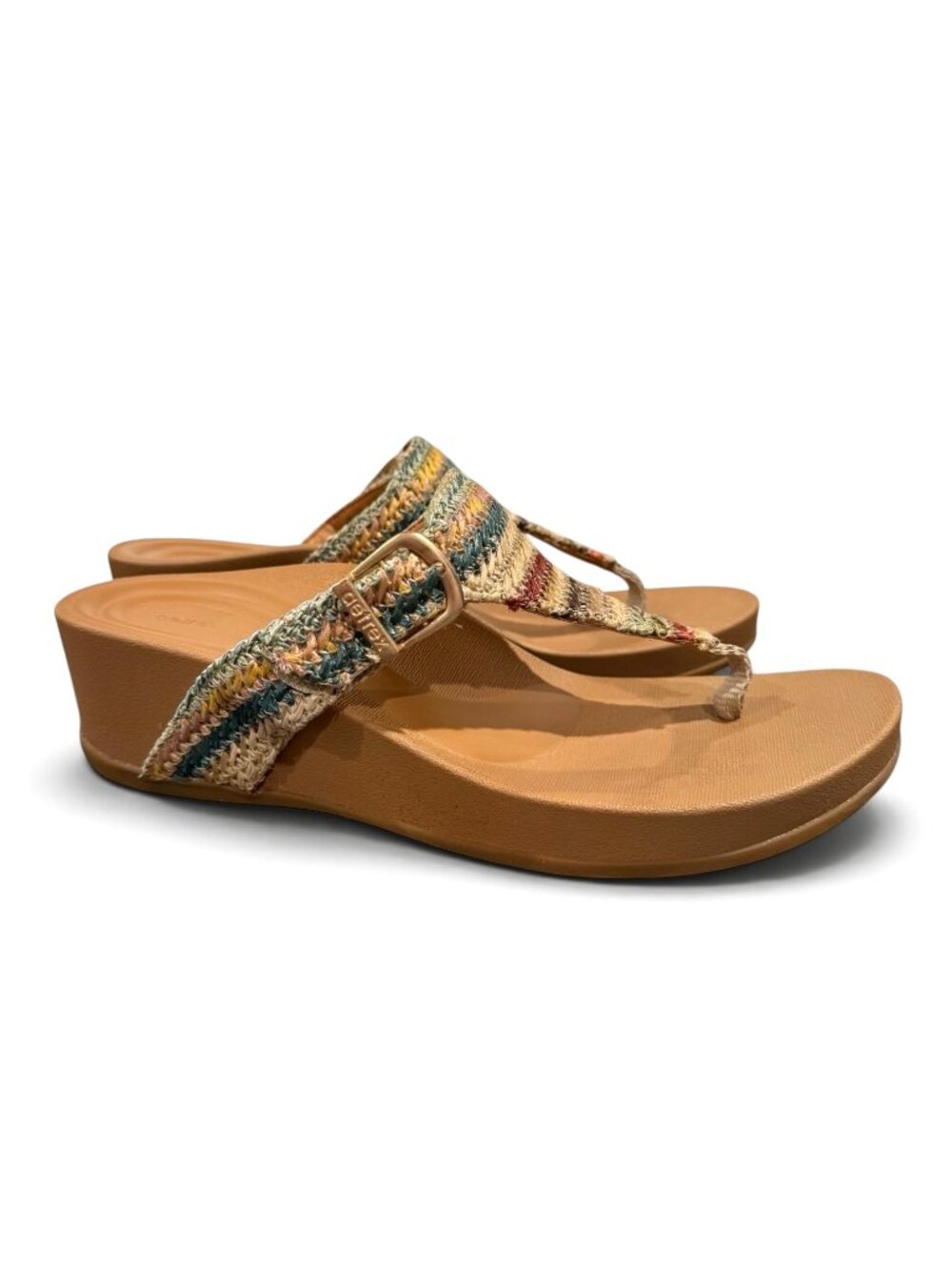 Aetrex Kate Thong Wedge Sandals Women’s 10 Orthotic Comfort Adjustable EUC